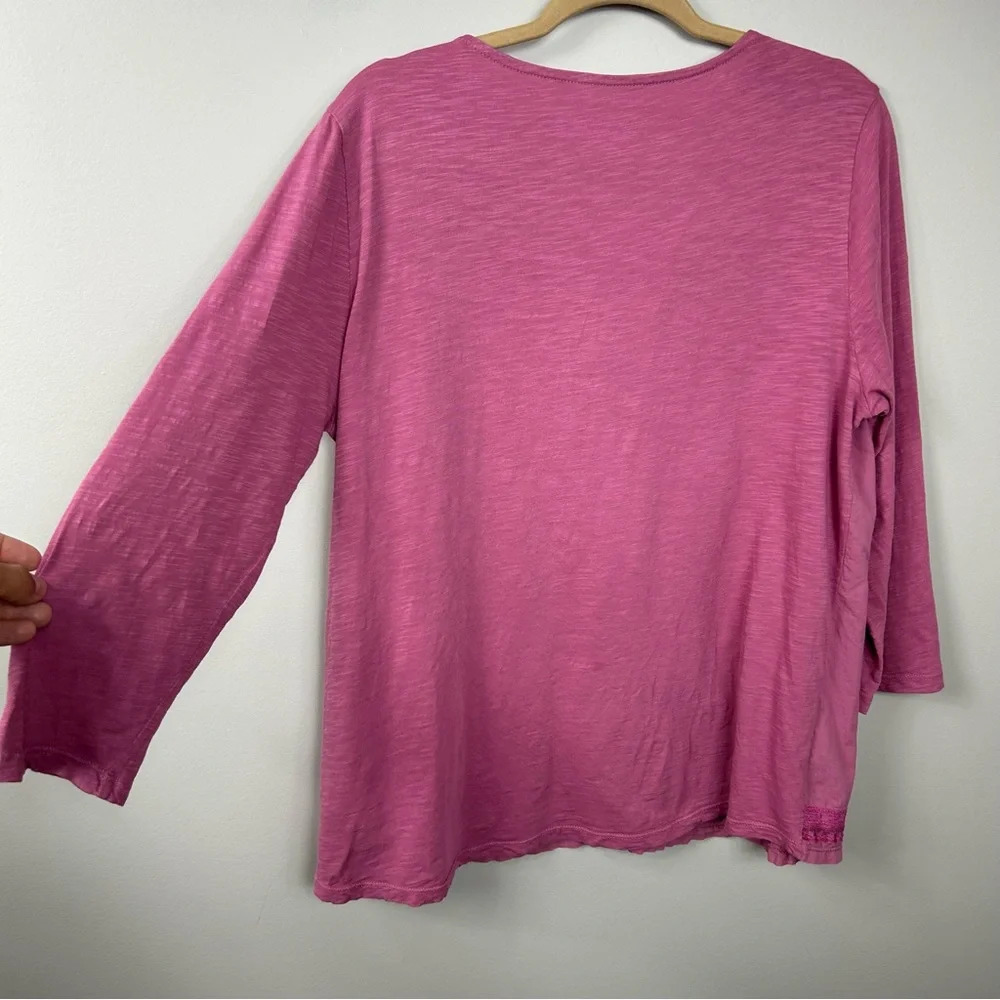 Soft Surrounding 20" sleeve embroidered pink top blouse tunic Sz L - Picture 3 of 8